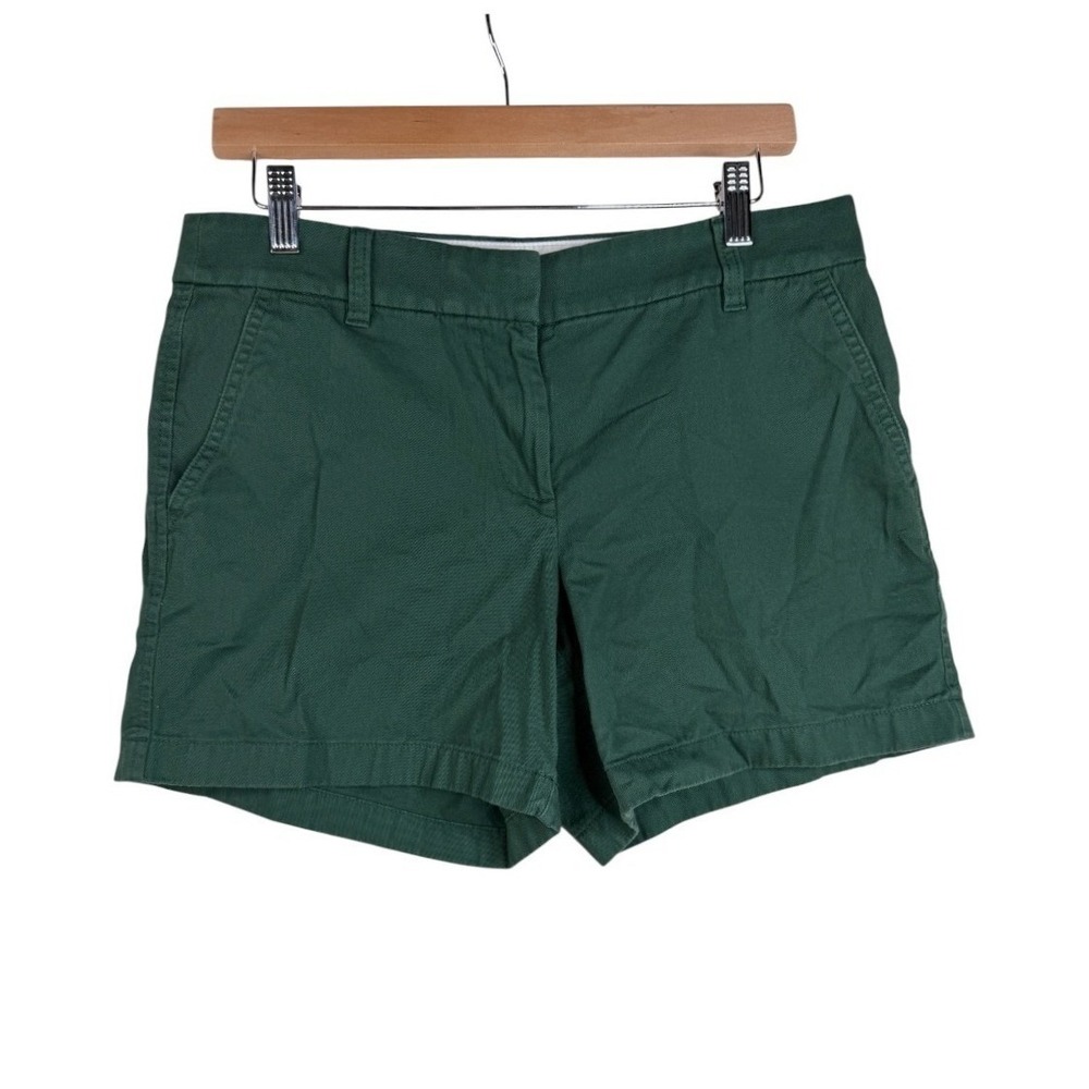 J. Crew Women's Mid Rise Flat Front Chino Shorts size 8 Dark Green